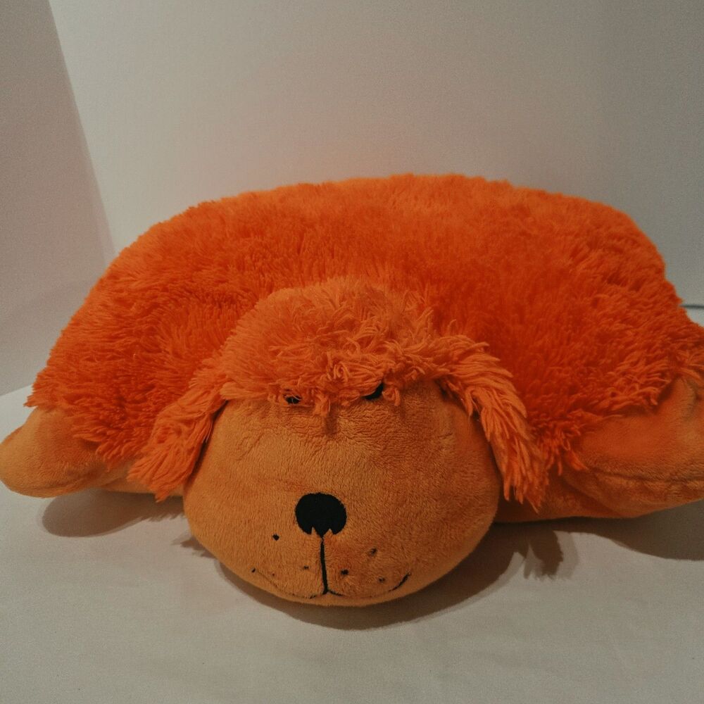 Pillow Pets Orange Neon Neonz Dog 18" Plush Shaggy Puppy 2012